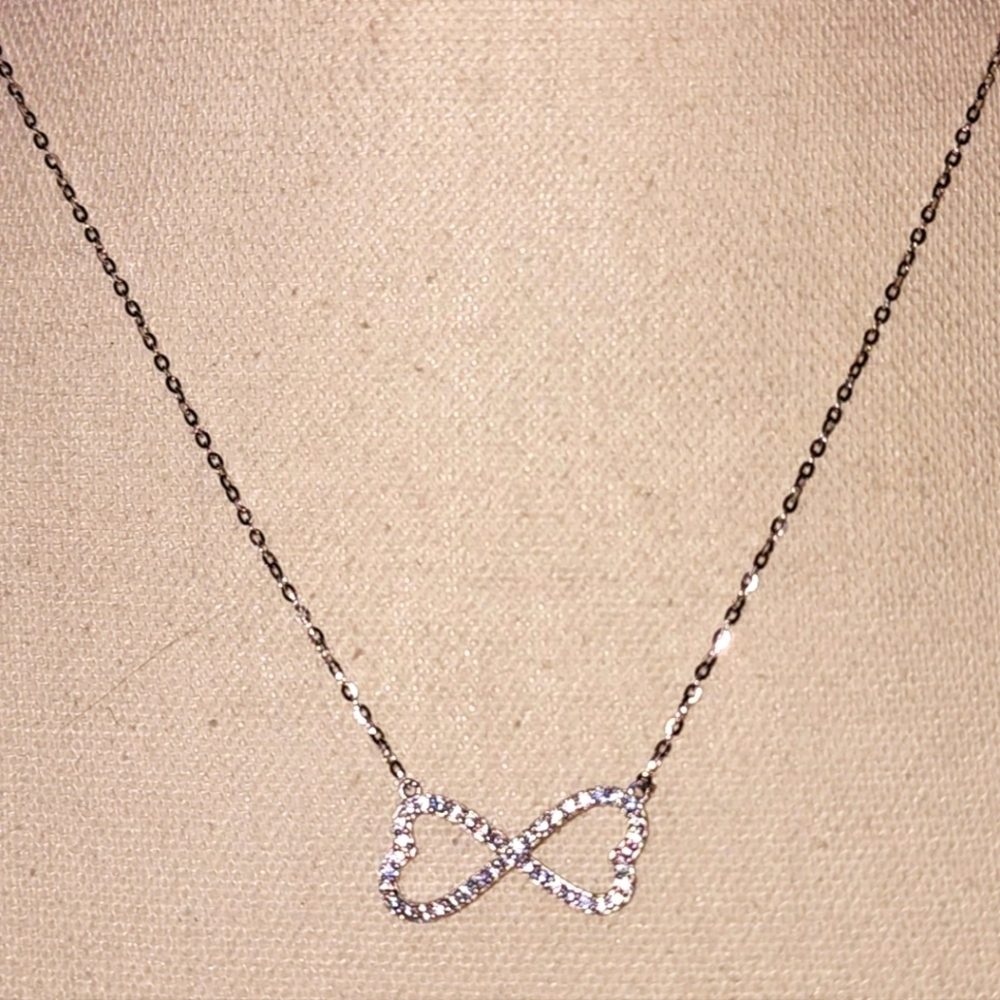 Sterling Silver Double Heart Infinity Necklace Wi… - image 1